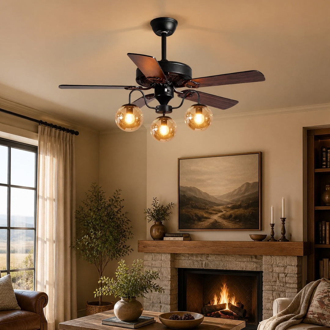 Rustic Wood Ceiling Fan with Light