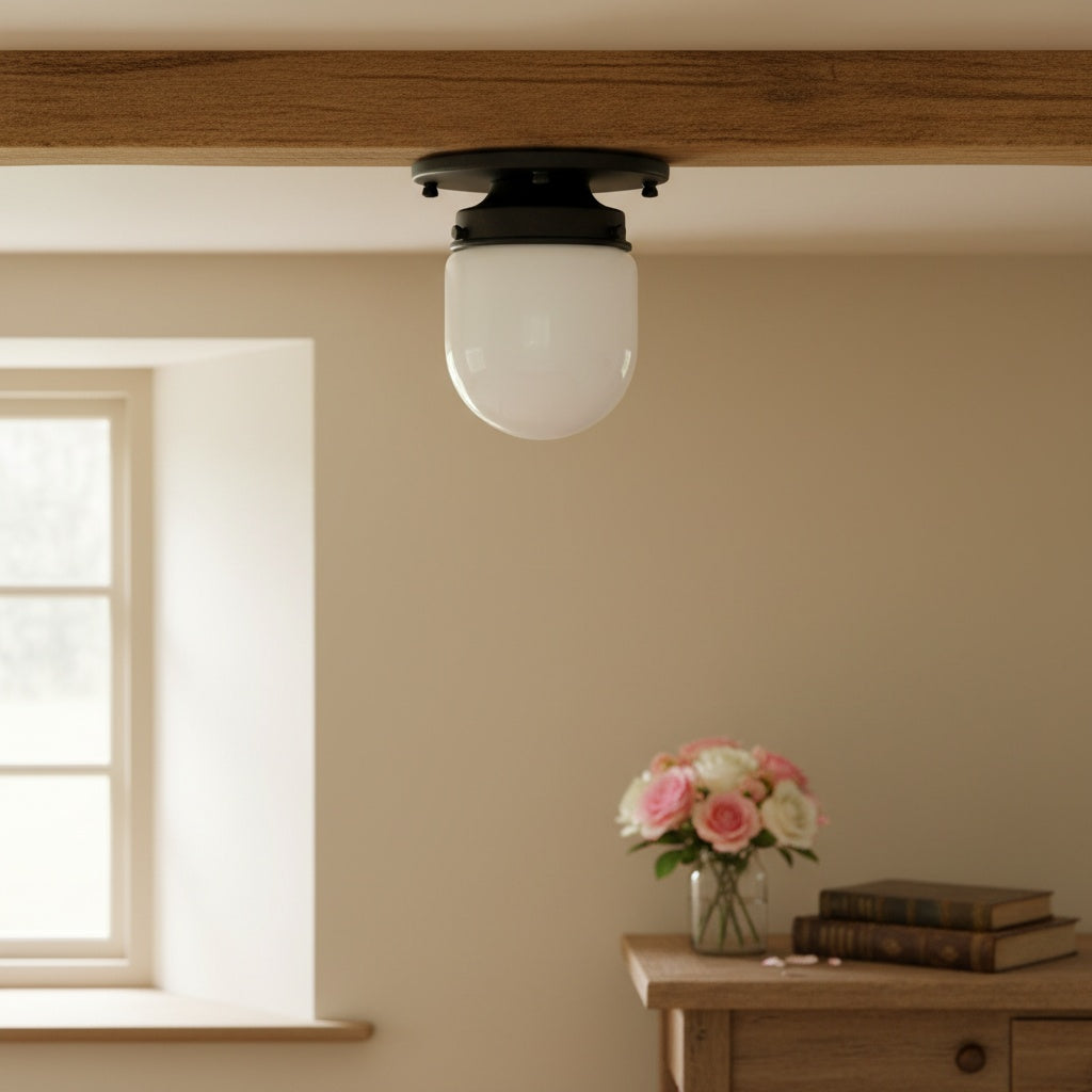 Opalume Glass Flush Mount Ceiling and Wall Light - Art Deco Small Globe Fixture