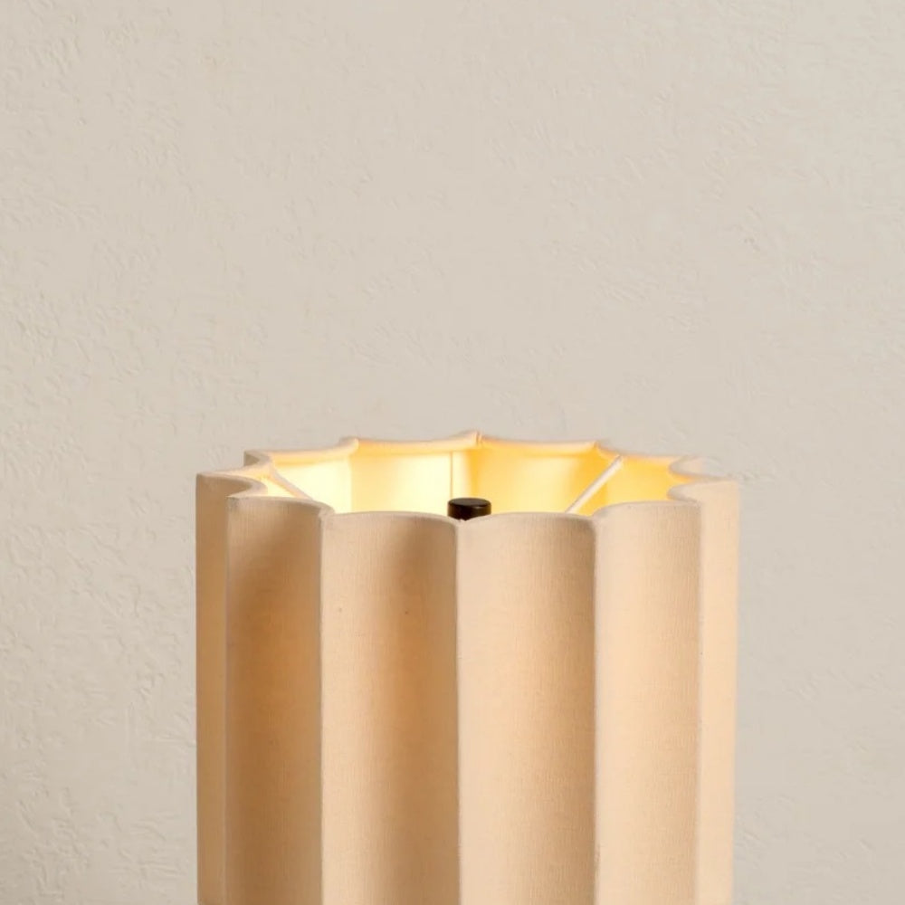 Cavilon Modern Artisanal Marble Accent Table Lamp with Soft Fabric Shade for Living Room and Bedroom