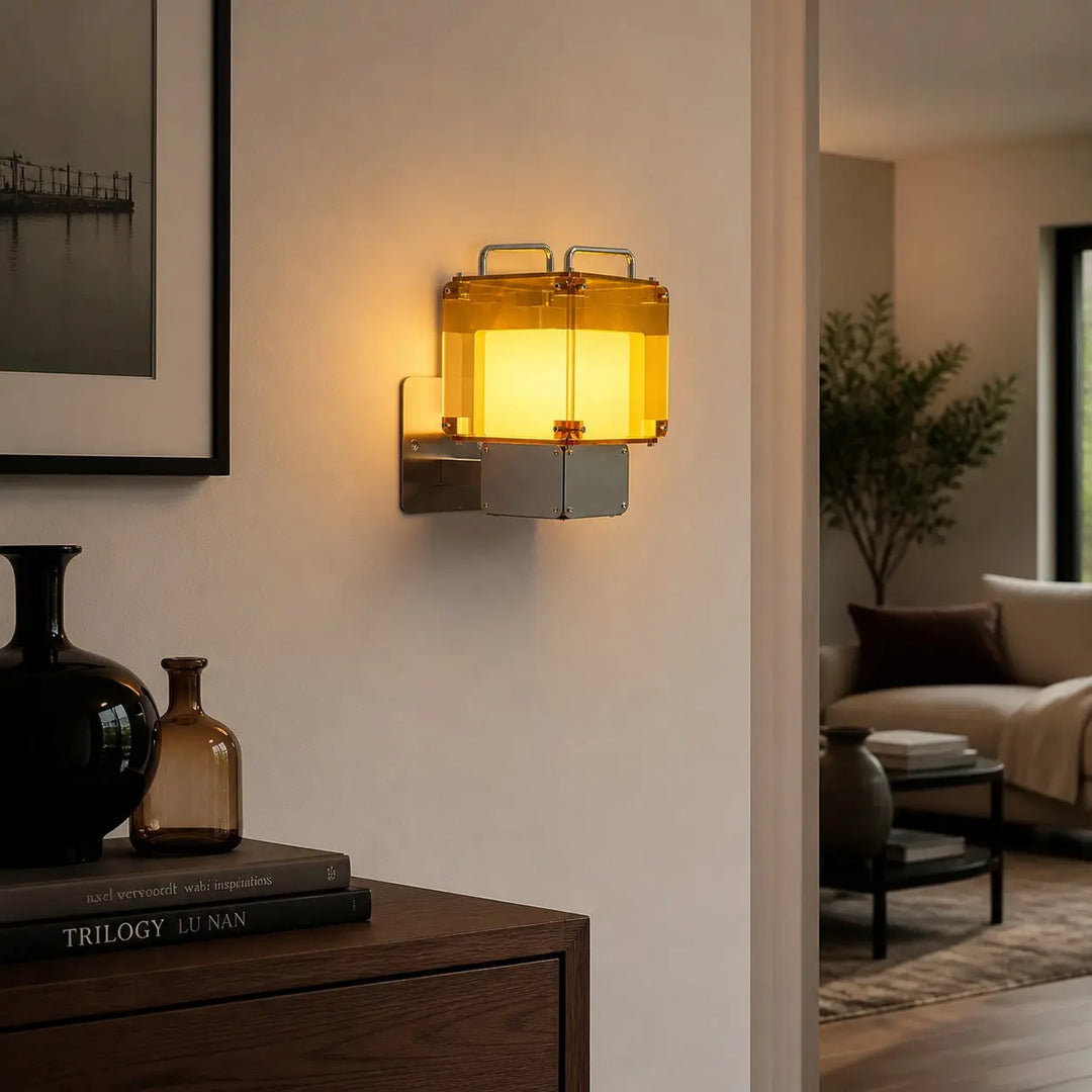 Amber wall light in a modern interior