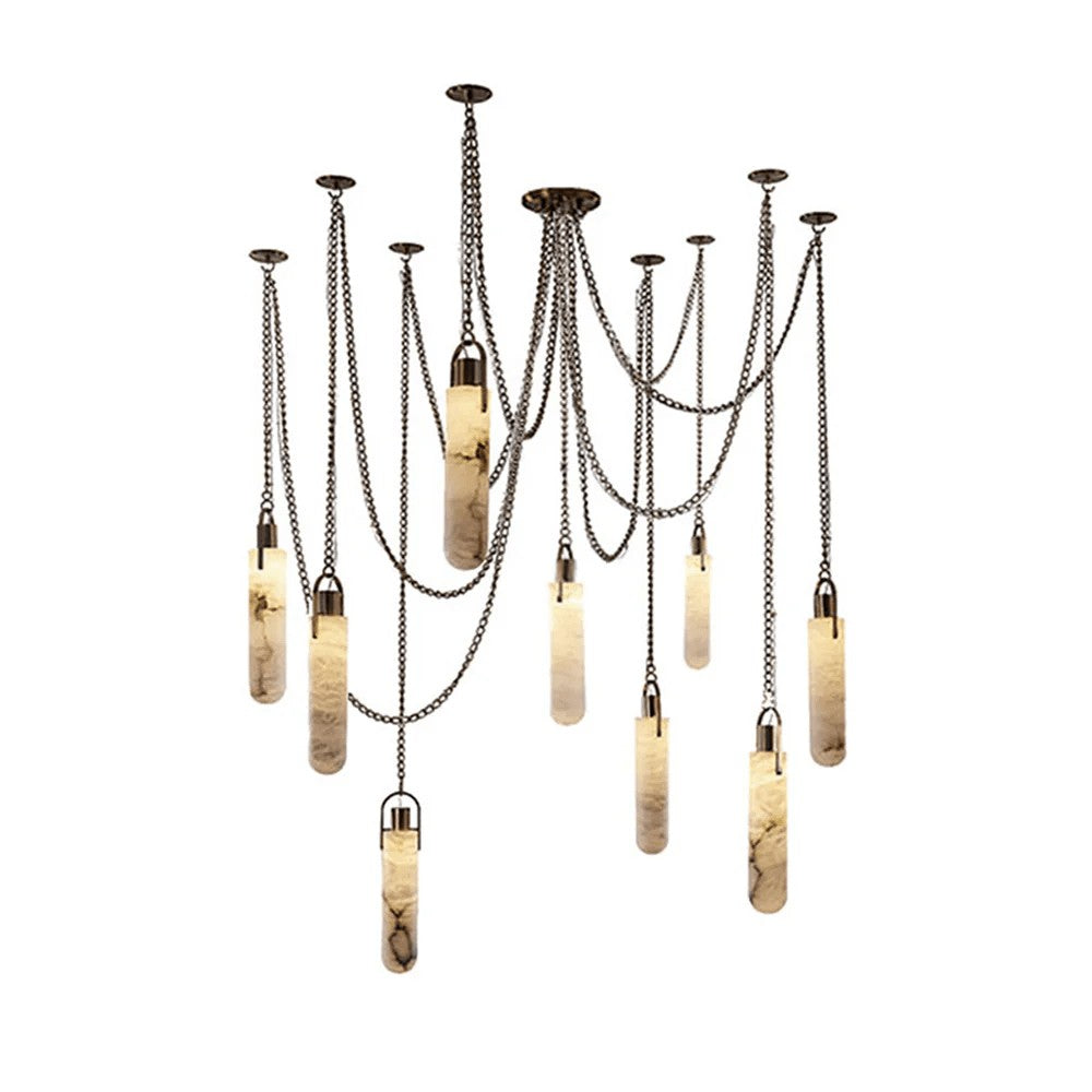 Carved Alabaster Hardwired Chandelier
