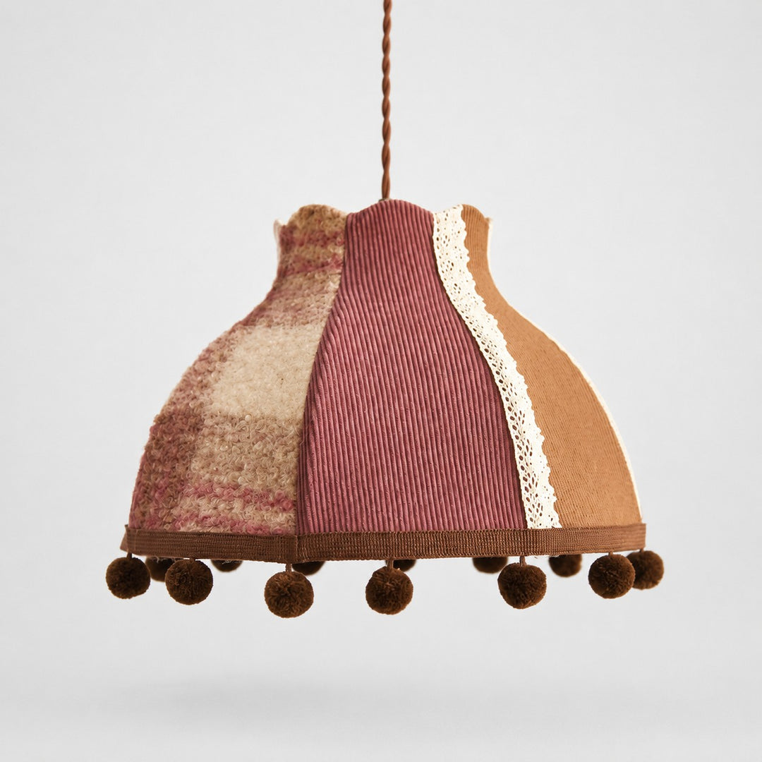 Patchwork Fabric Pom-Pom Pendant Light