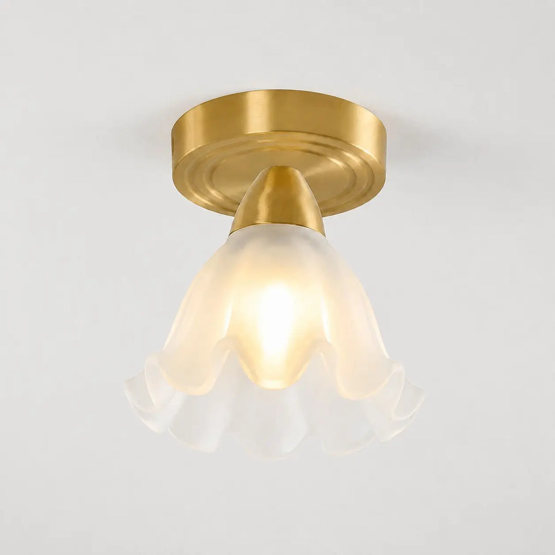 Solid brass petal glass ceiling light