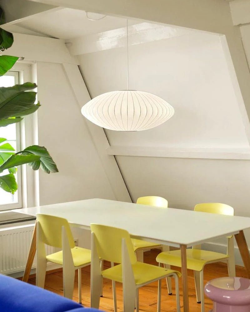 White Geometric Wire Swag Pendant Light
