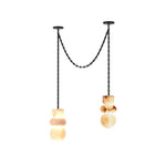 Bild in Gallery-Viewer laden, Black Metal Alabaster Chain Swag Chandelier