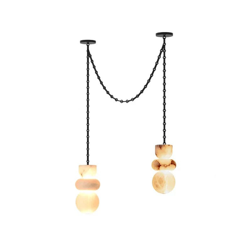 Black Metal Alabaster Chain Swag Chandelier