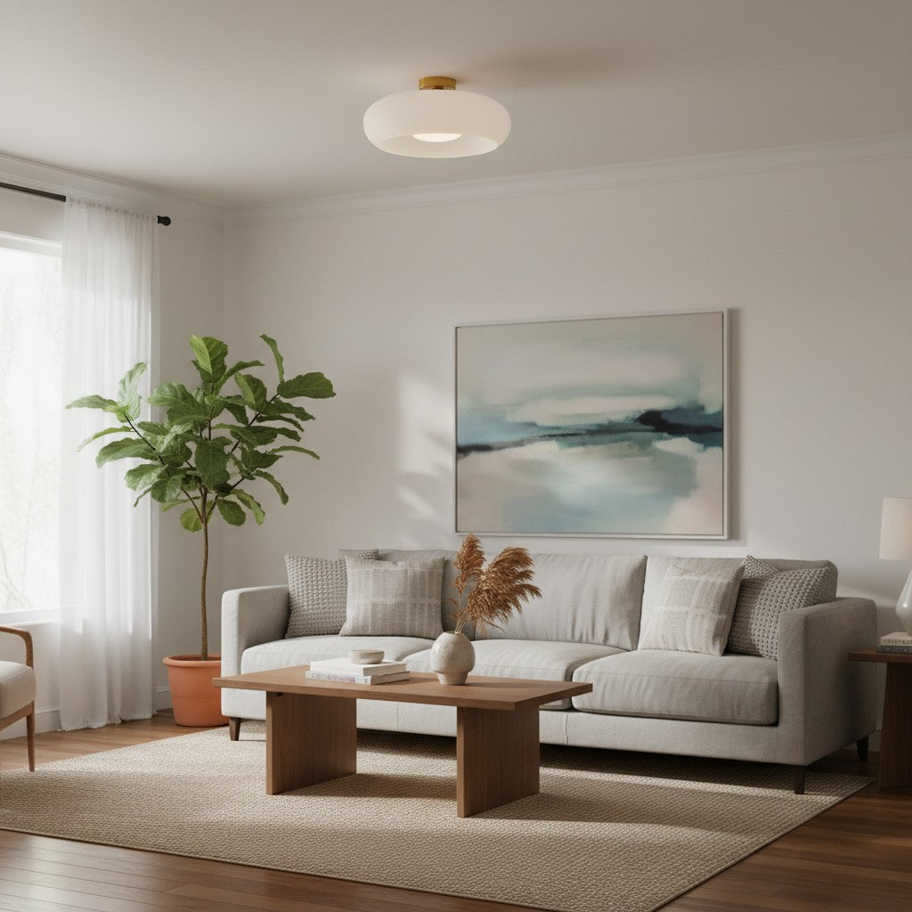 Lámpara de techo redonda de vidrio moderna Bauvia Estilo Bauhaus limpio Iluminación ambiental cómoda N63