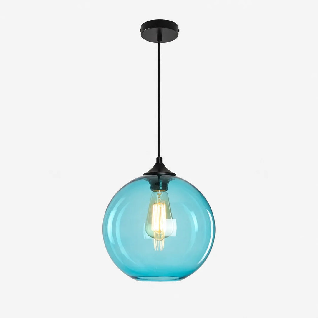 Smoky Gray Glass Globe Pendant Light