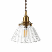 Clear ribbed glass pendant