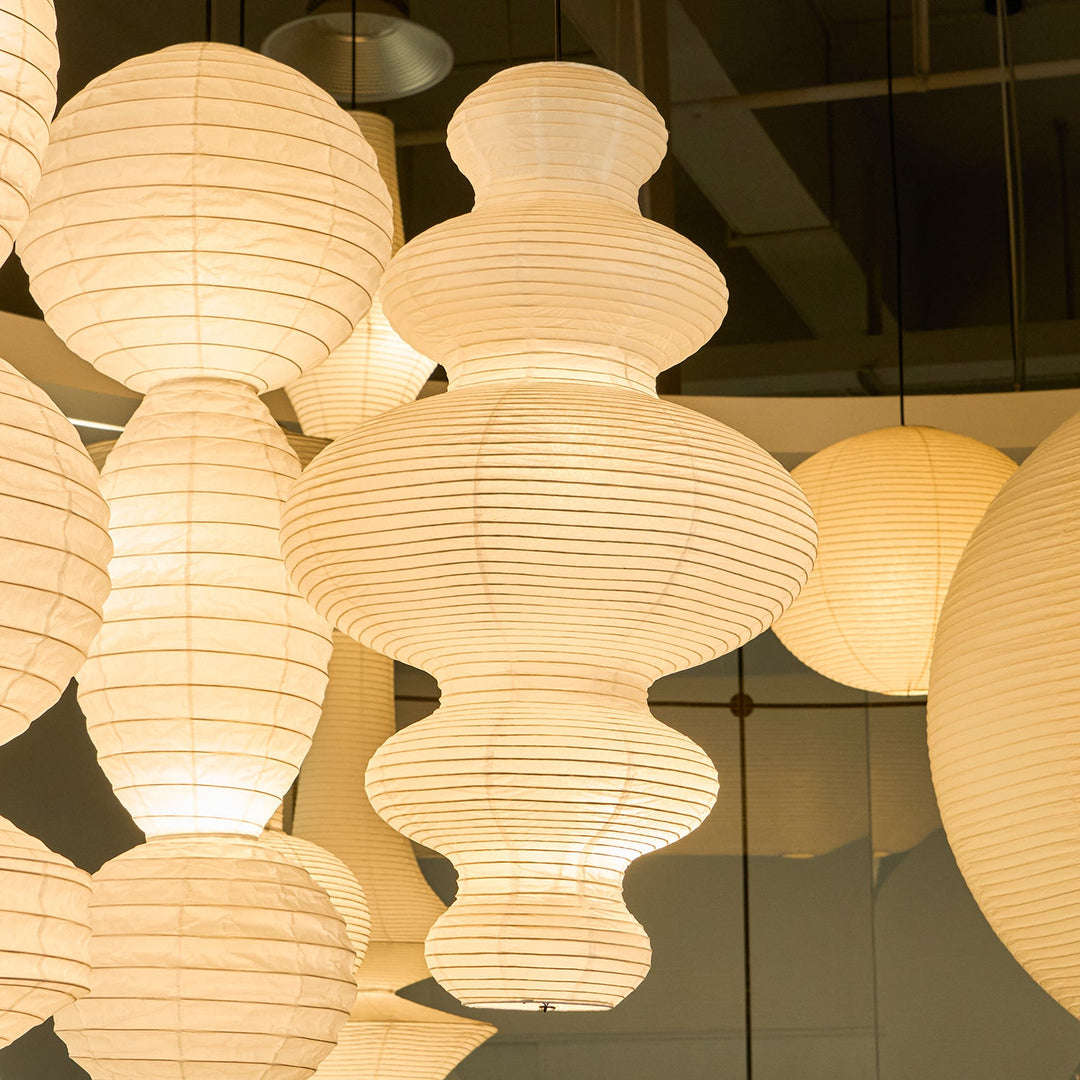 Stacked Ribbed Paper Swag Pendant Light