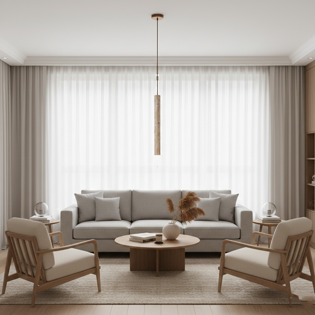 Marbled Travertine Cylinder Modern Pendant Light