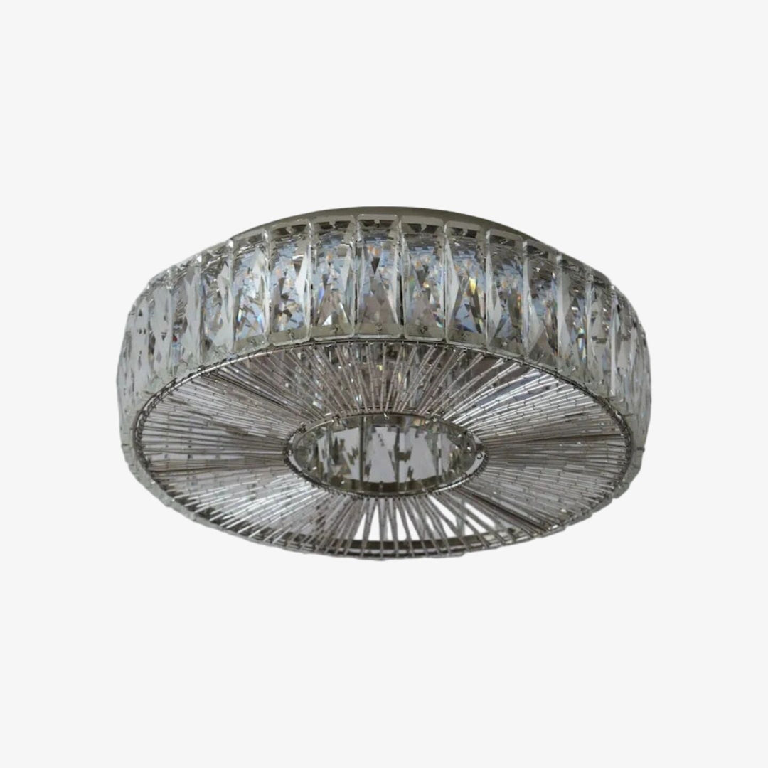 Glomar Glass Round Flush Ceiling Light - Modern Metal Glass Finish Living Areas