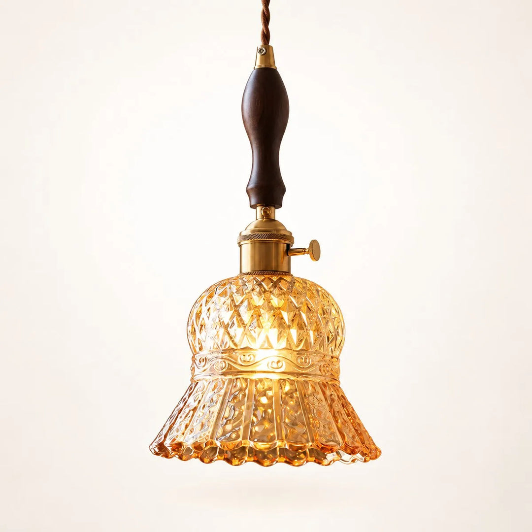 Vintage Brass Pineapple Glass Pendant Lamp