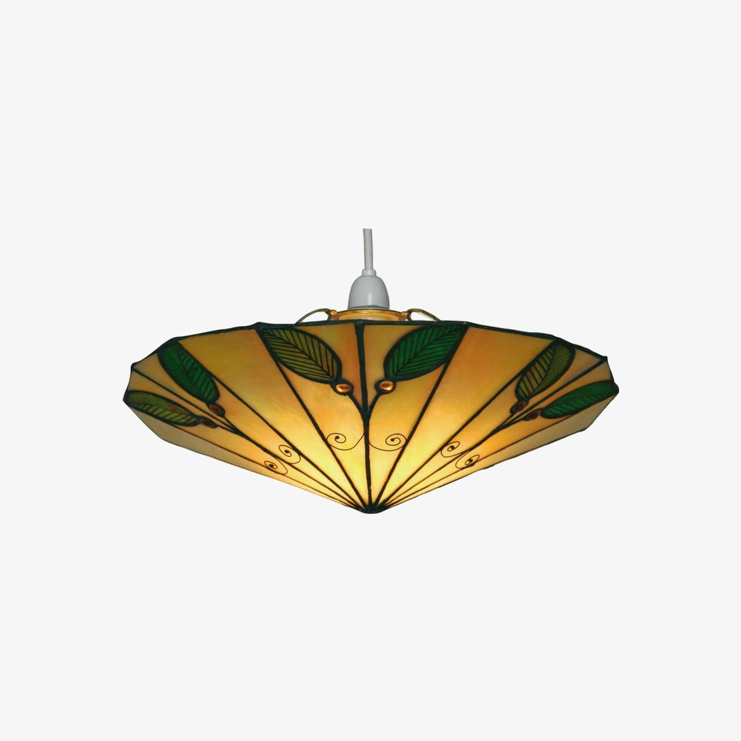 TF Buntes Buntglas-Blattanhänger – Retro Tiffany-Schirm mit Metallrahmen für Kücheninsel und Leseecke