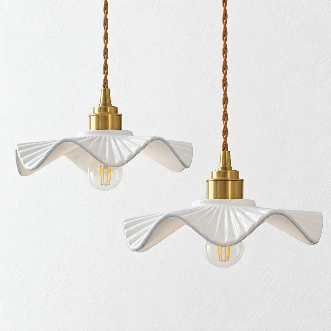 Vintage Ceramic Wave Pendant Lamp