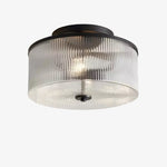 Load image into Gallery viewer, Rivora Vintage Ribbed-Glass Drum Flush Ceiling Light for Living Room
