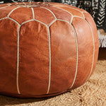Cargar imagen en el visor de la Galería, brown Moroccan pouf stitched detail