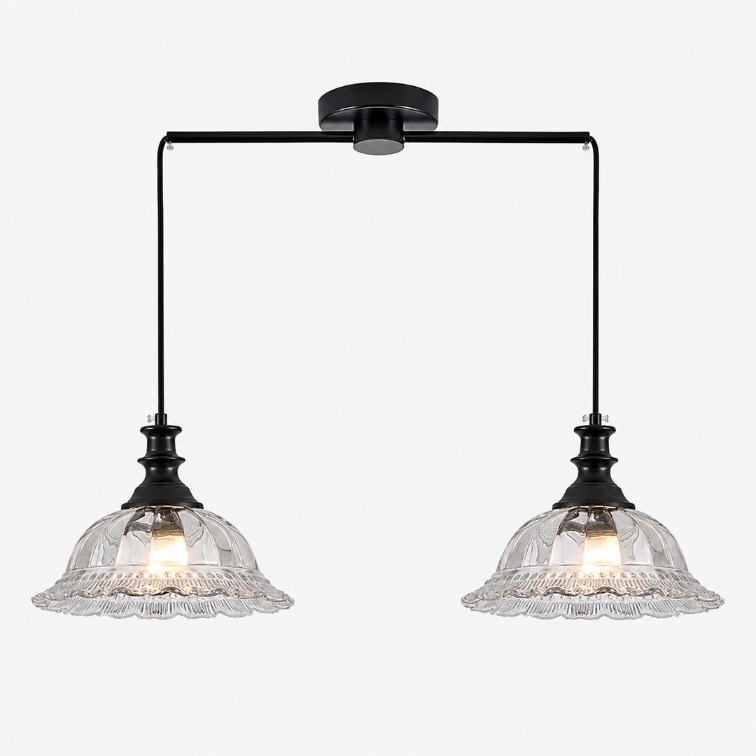 Vintage Fluted Glass Pendant Light for Kitchen & Dining