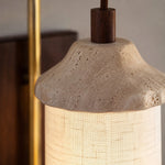 Load image into Gallery viewer, Travertine stone and fabric shade close detail