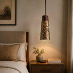 Bild in Gallery-Viewer laden, Single hammered copper pendant light beside a bed