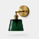 Load image into Gallery viewer, Green hammered glass brass wall sconce