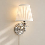 Bild in Gallery-Viewer laden, Rowan No-Wire Pleated Drum Shade Wall Sconce – Plug-In Fabric Wall Light