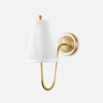 Bild in Gallery-Viewer laden, French brass fabric wall sconce with white pleated shade