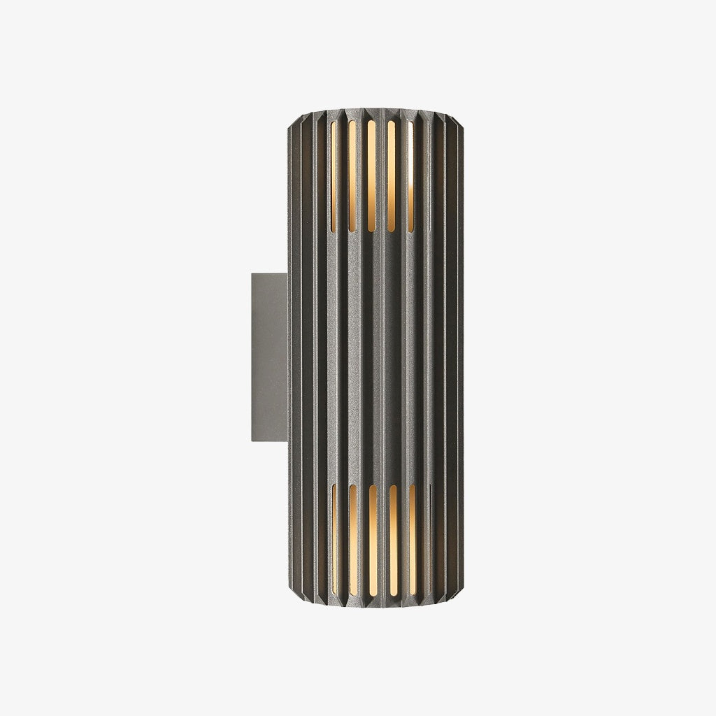 Fluted Shade Square Plate Aluminium Outdoor Sconce