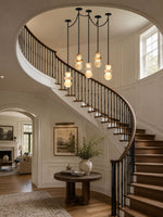 Bild in Gallery-Viewer laden, Black Metal Alabaster Chain Swag Chandelier