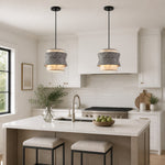Bild in Gallery-Viewer laden, Gray Travertine Stone Pendant Light - Vintage Kitchen Island and Dining Room Lamp