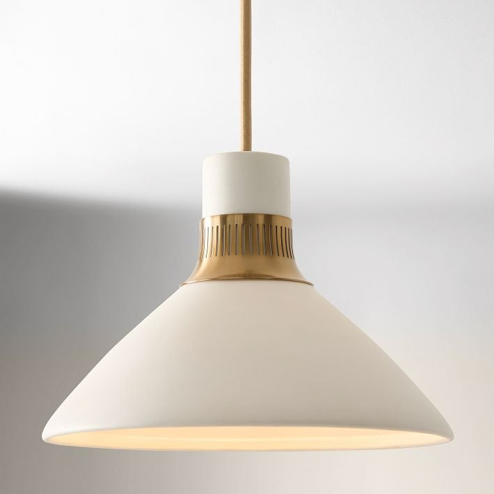 Suspension en porcelaine Calvor - Abat-jour conique en céramique pour cuisine