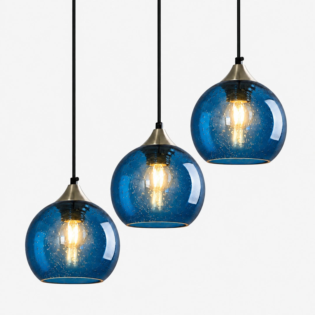 Bubble Glass Globe 3 - Light Single Pendant Light With Adjustable Cord