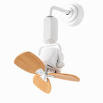 Cargar imagen en el visor de la Galería, Adjustable compact fan in white with light wood grain blades