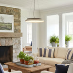 Charger l'image dans la visionneuse de galerie, Suspension anneau en travertin Torvella - Lampe sculpturale minimaliste pour intérieurs modernes