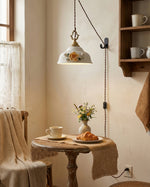 Bild in Gallery-Viewer laden, Raised Porcelain Floral Plug-In Swag Pendant