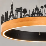 Load image into Gallery viewer, Close-up of the black ring and wood grain finish