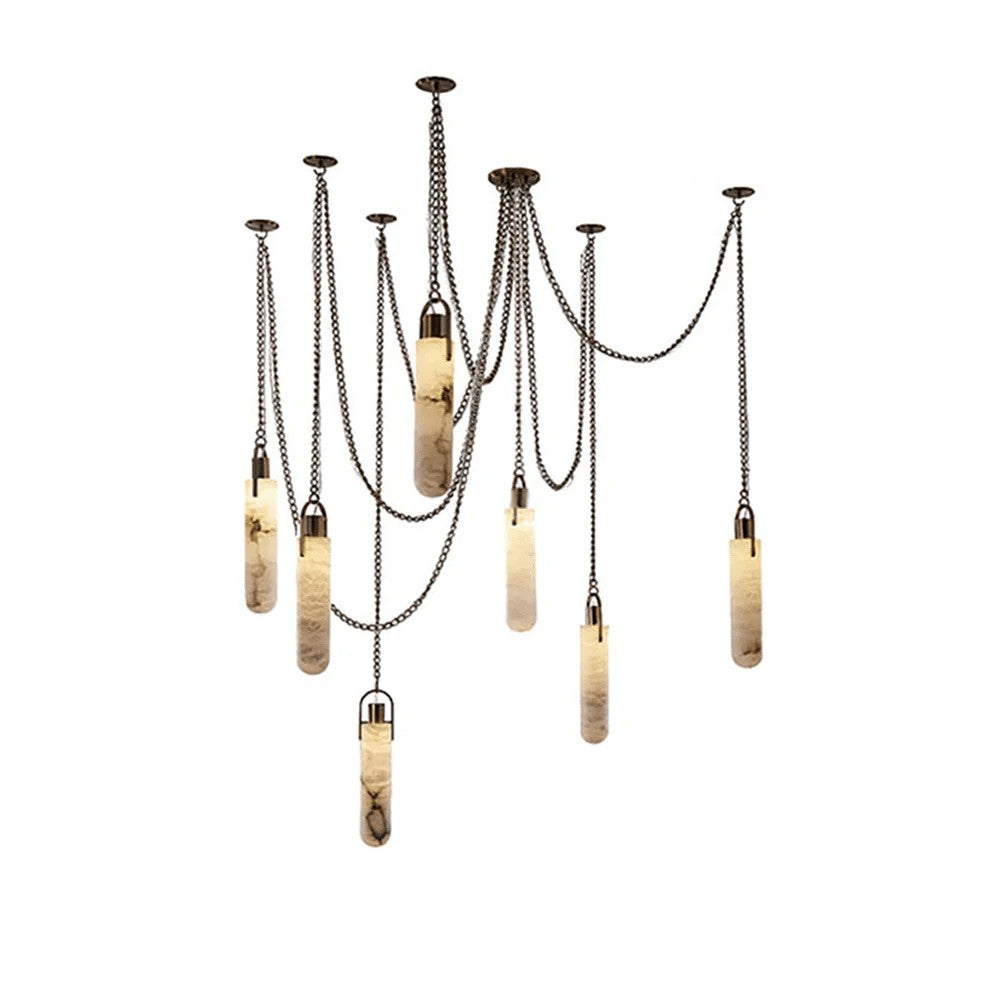 Carved Alabaster Hardwired Chandelier