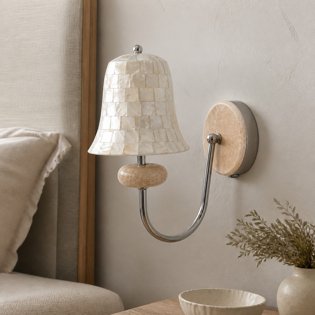Mother-of-Pearl and Stone Wall Sconce