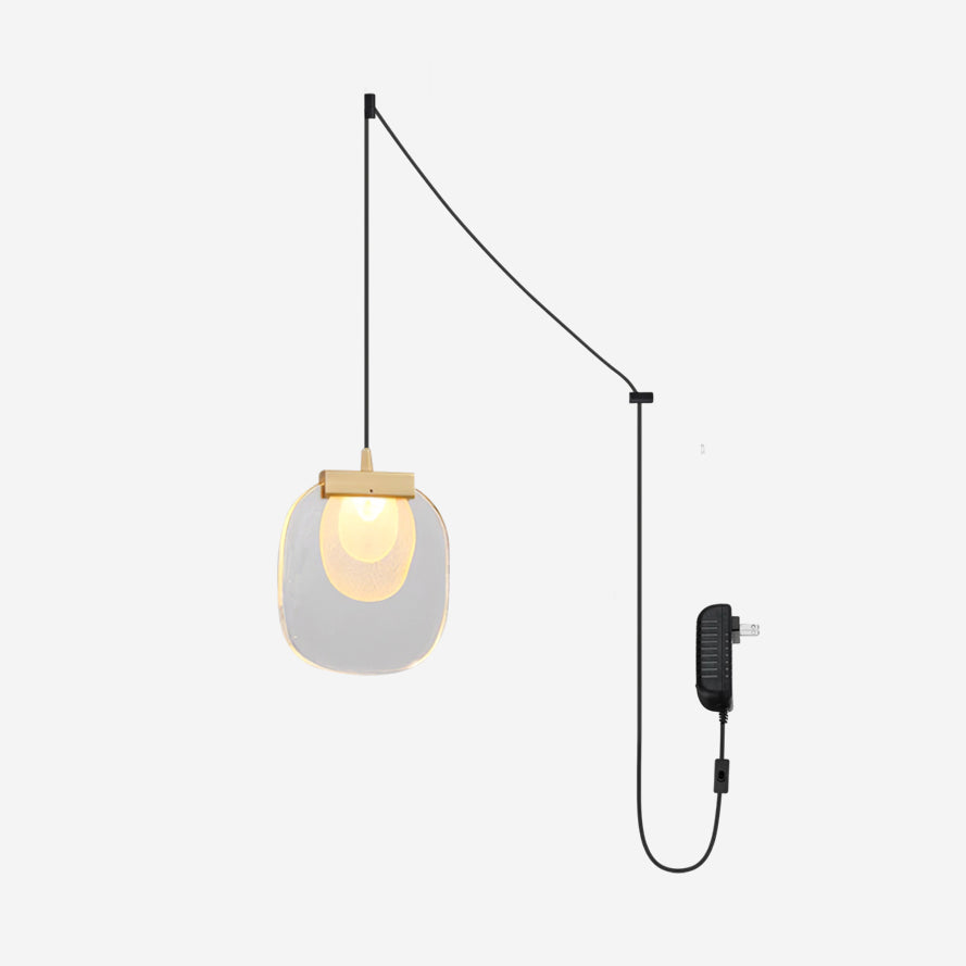 Clear Rippled Glass Plug-In Pendant