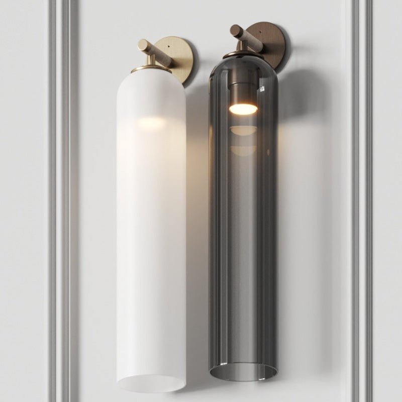 Applique murale LED Art Glass, nickel sable, gris fumé, résistante à l'humidité