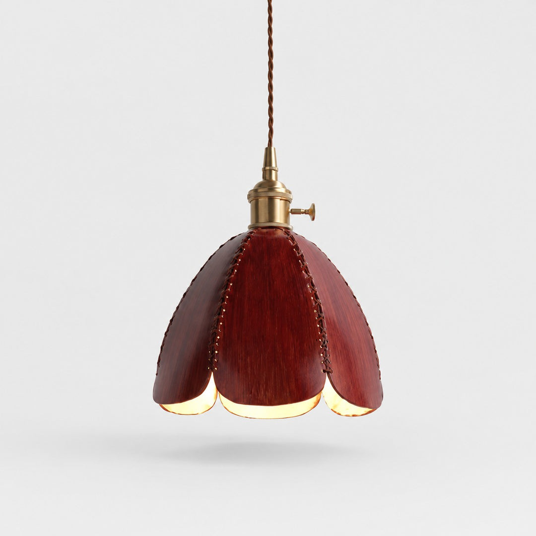 Single brown leather pendant