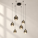Charger l'image dans la visionneuse de galerie, Black six-light smoked glass pendant, studio view