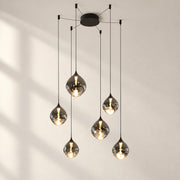 Black six-light smoked glass pendant, studio view