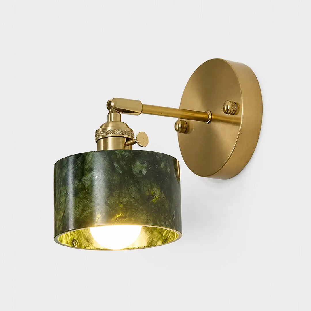 Minimal green stone cylinder wall light