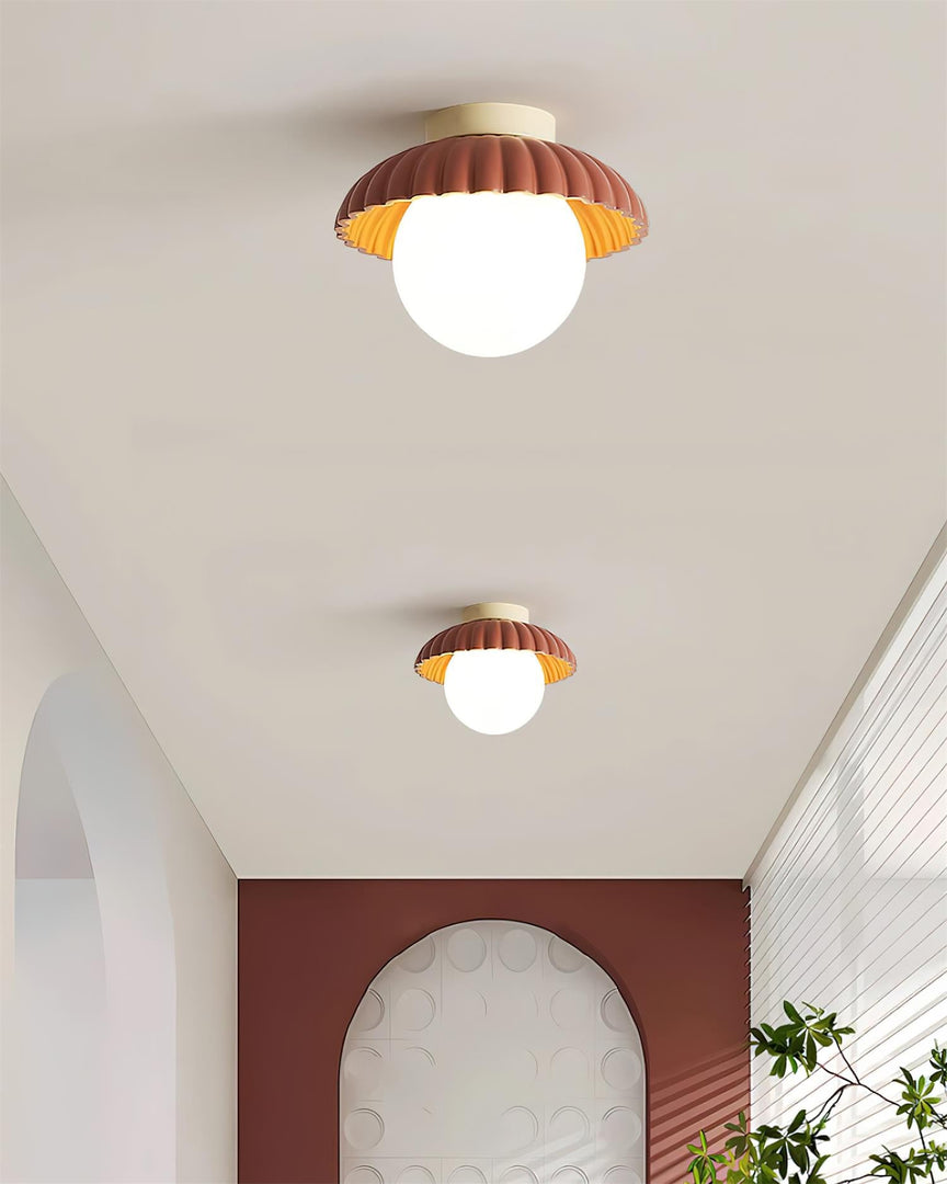 Plafonnier élégant de style Alien Cream en métal beige et verre