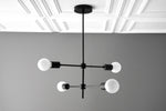 Load image into Gallery viewer, Mobilux Line Black and Brass Chandelier - Contemporary Globe Ceiling Hanging Light
