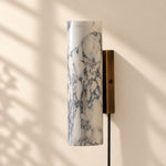 Cargar imagen en el visor de la Galería, Wolvina Plug-In Natural Marble Tube Wall Sconce