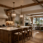 Load image into Gallery viewer, Brass and Pressed Glass Lantern Pendant Light