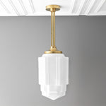 Cargar imagen en el visor de la Galería, Geotower Glass Opaline Globe Skyscraper Pendant – Art Deco Modern Indoor Accent Light
