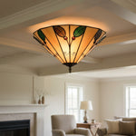Load image into Gallery viewer, TiffStar Leaf Flush Ceiling Light with Art Glass Shade for Living Room